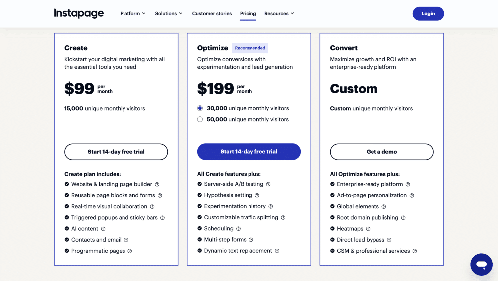 tarif-instapage Tarif Instapage